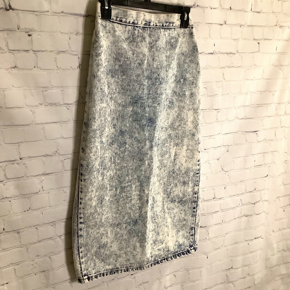 Bongo Acid Wash Blue and White Denim Skirt